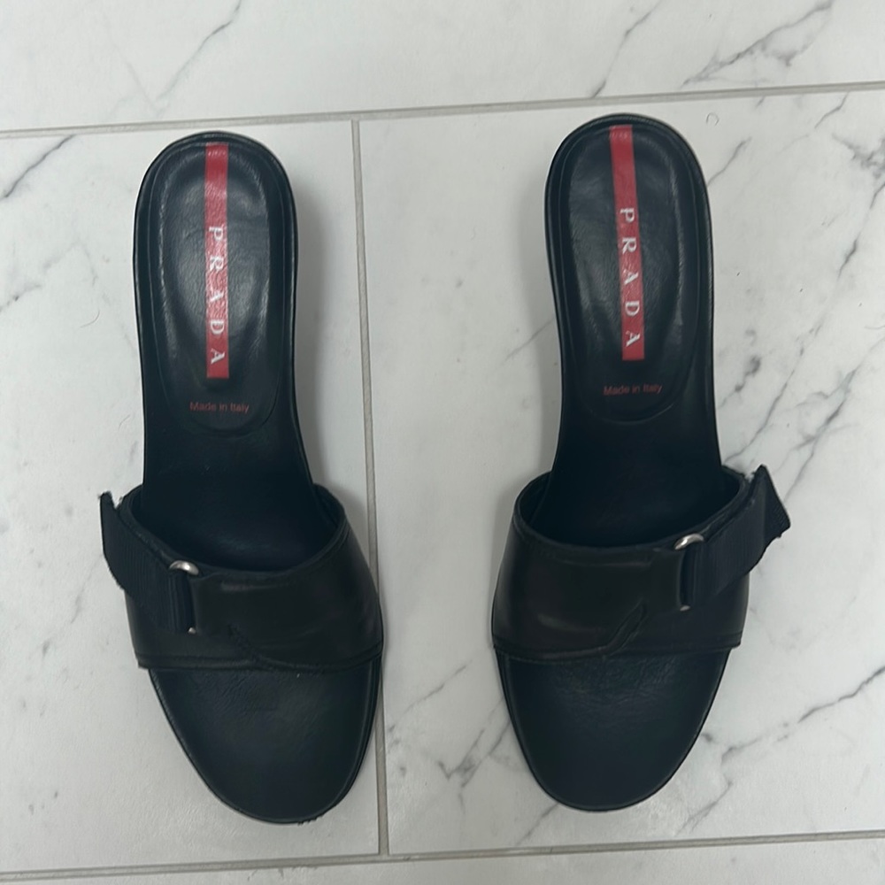 Black Prada sandal heels, size 38